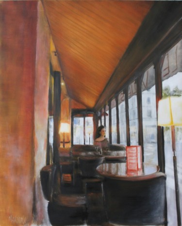 Peinture intitulée "café "le Villiers"" par Makovka, Œuvre d'art originale, Huile
