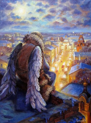 Pittura intitolato "Картина "Хранитель…" da Maksim Dergachev, Opera d'arte originale, Olio