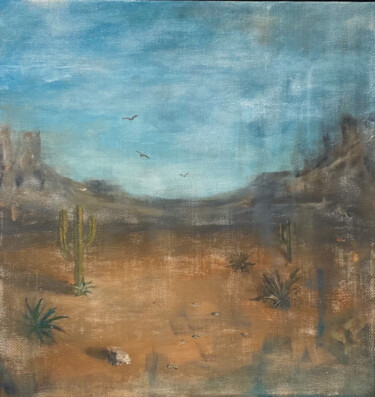 Painting titled "Театральная пустыня" by Максим Добровольский, Original Artwork, Acrylic Mounted on Wood Stretcher frame