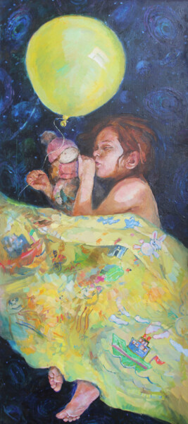 Painting titled ""A sleep under the…" by Maksim Echein, Original Artwork, Oil