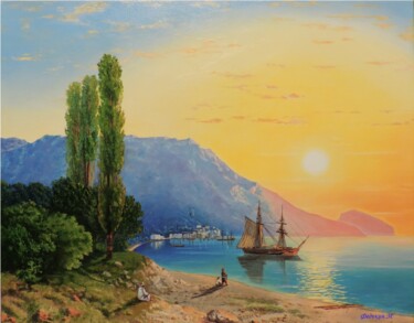 Картина под названием "Айвазовский. Восход…" - Максим Федькин, Подлинное произведение искусства, Масло