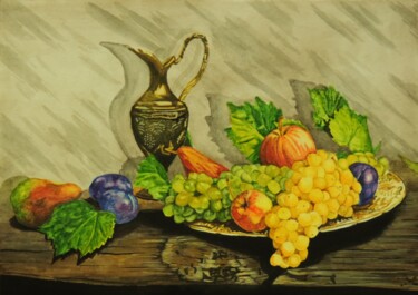 Painting titled "Натюрморт с фруктами" by Maksim Fedkin, Original Artwork, Watercolor