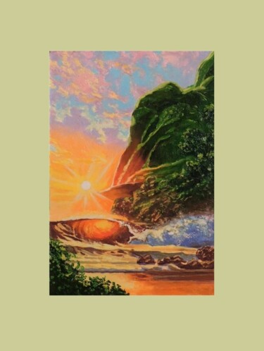 Painting titled "Гавайи,солнце. инте…" by Maksim Fedkin, Original Artwork, Oil