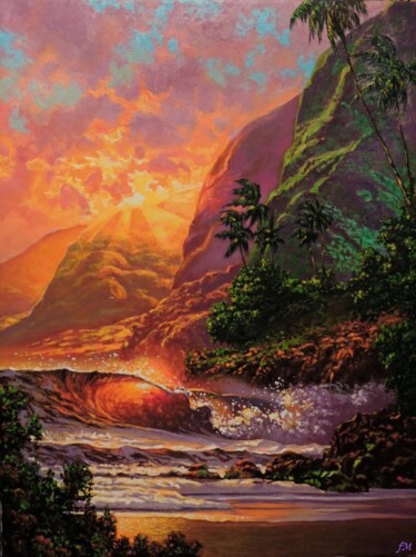 Картина под названием "Краски солнца тропи…" - Максим Федькин, Подлинное произведение искусства, Масло