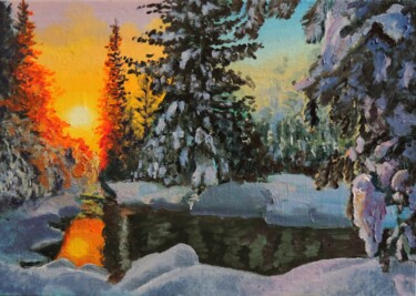 Картина под названием "Немного зимнего сол…" - Максим Федькин, Подлинное произведение искусства, Масло