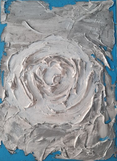 Pittura intitolato "White rose" da Maksim Gorshkov, Opera d'arte originale, Acrilico