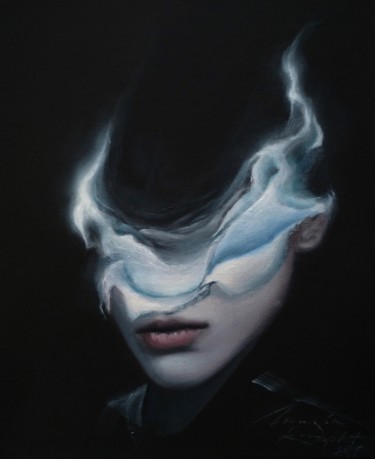 Картина под названием "Whiteexperimental#2" - Maksim Krapht, Подлинное произведение искусства, Масло