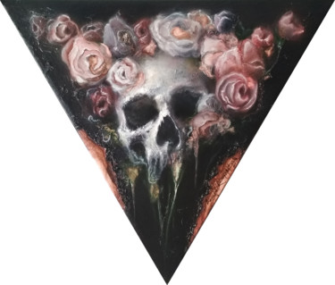 Pittura intitolato "Triangle, skull and…" da Maksim Krapht, Opera d'arte originale, Olio