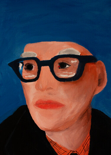 Ζωγραφική με τίτλο "man with glasses (C…" από Максим Різняк, Αυθεντικά έργα τέχνης, Ακρυλικό
