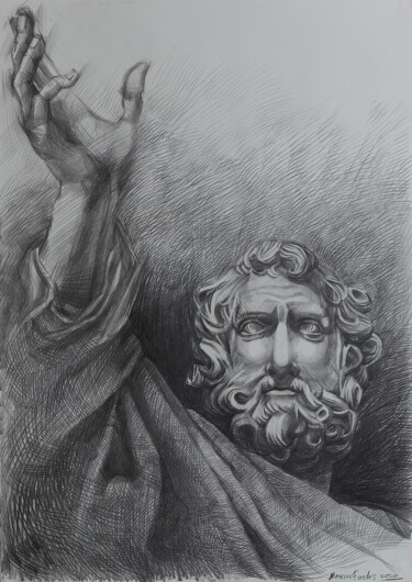Drawing titled "Moses" by Maksym Kulikov, Original Artwork, Graphite