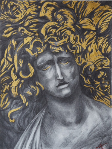 Desenho intitulada "Medusa Gorgon" por Maksym Kulikov, Obras de arte originais, Lápis