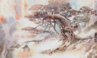 Malerei mit dem Titel ""The Tree of Dreams…" von Maksym Lazariev, Original-Kunstwerk, Aquarell