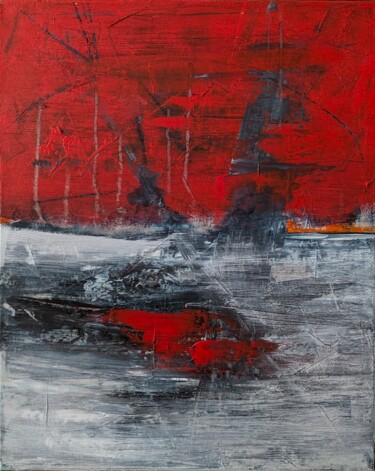 Schilderij getiteld "REd" door Maksym Rublov, Origineel Kunstwerk, Acryl