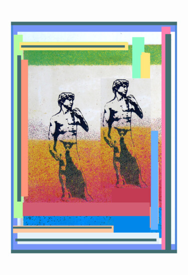 Collagen mit dem Titel "2 Davids" von Mal, Original-Kunstwerk, Digitale Collage