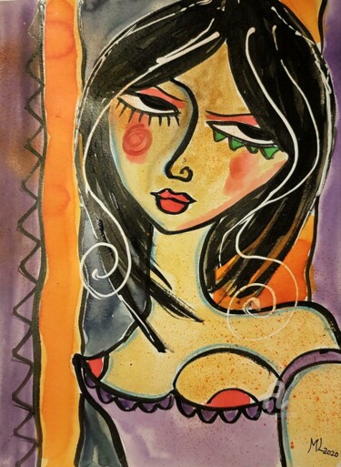 Peinture intitulée "CARLA" par Mala, Œuvre d'art originale, Aquarelle