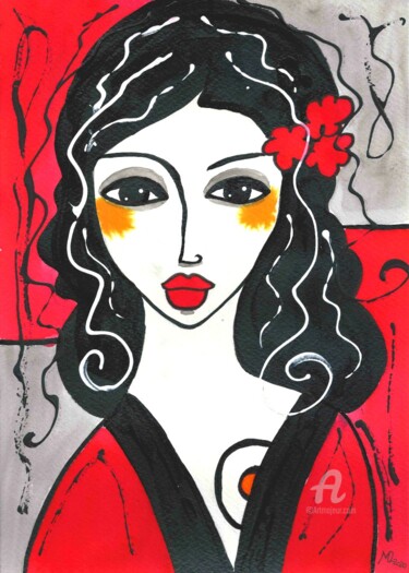 Peinture intitulée "CLARISSA" par Mala, Œuvre d'art originale, Aquarelle
