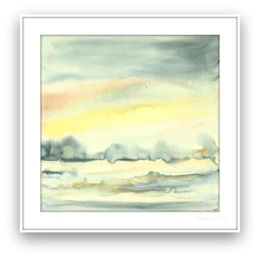 Painting titled "Landschaft abstrakt…" by Mala, Original Artwork, Watercolor