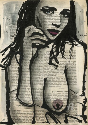 Drawing titled "AKT °11 antike Buch…" by Mala, Original Artwork, Ink