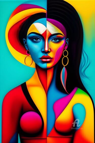 Arts numériques intitulée "WOMAN pop art" par Mala, Œuvre d'art originale, Travail numérique 2D