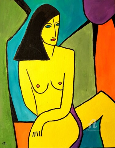 Malerei mit dem Titel "ABSTRACT woman femme" von Mala, Original-Kunstwerk, Acryl
