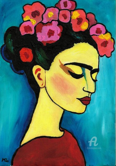 Peinture intitulée "FRIDA KAHLO Portrait" par Mala, Œuvre d'art originale, Acrylique