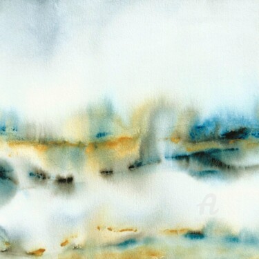 Painting titled "LANDSCAPE ABSTRACT…" by Mala, Original Artwork, Watercolor