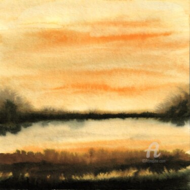 Painting titled "LANDSCAPE ABSTRACT…" by Mala, Original Artwork, Watercolor