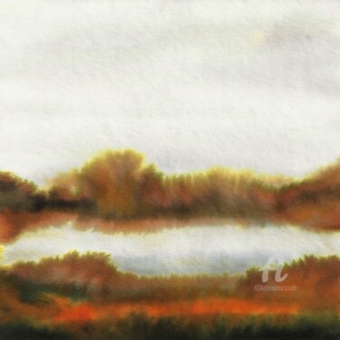 Painting titled "LANDSCAPE ABSTRACT…" by Mala, Original Artwork, Watercolor