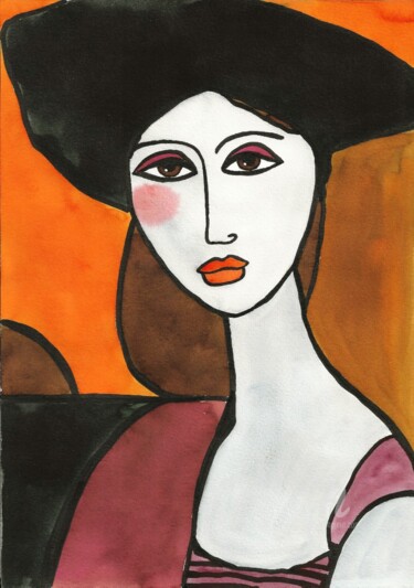 Malarstwo zatytułowany „Miranda woman portr…” autorstwa Mala, Oryginalna praca, Akwarela