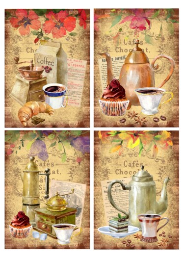 Digital Arts titled "COFFEE TIME" by Mala, Original Artwork, Digital Collage