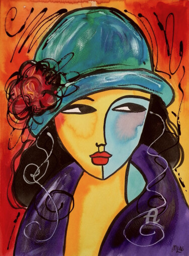 Painting titled "La fleur rouge" by Mala, Original Artwork