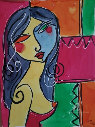 Peinture intitulée "CAROLINE" par Mala, Œuvre d'art originale, Aquarelle