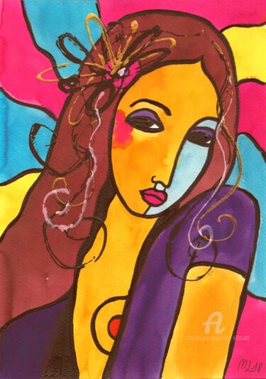 Peinture intitulée "EVA" par Mala, Œuvre d'art originale, Aquarelle