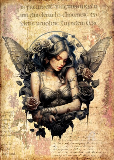 Digital Arts titled "Gothic Fairy n°4" by Mala, Original Artwork, Digital Collage