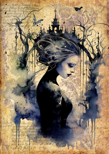 Arts numériques intitulée "Gothic Lady n°5" par Mala, Œuvre d'art originale, Collage numérique