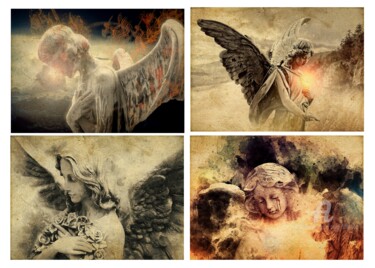 Digitale Kunst mit dem Titel "ANGELS" von Mala, Original-Kunstwerk, Digitale Collage