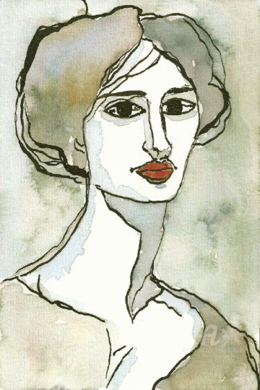 Pintura intitulada "2x WOMAN abstract °…" por Mala, Obras de arte originais, Aquarela