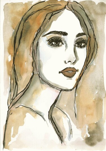"SOPHIE woman femme" başlıklı Tablo Mala tarafından, Orijinal sanat, Suluboya