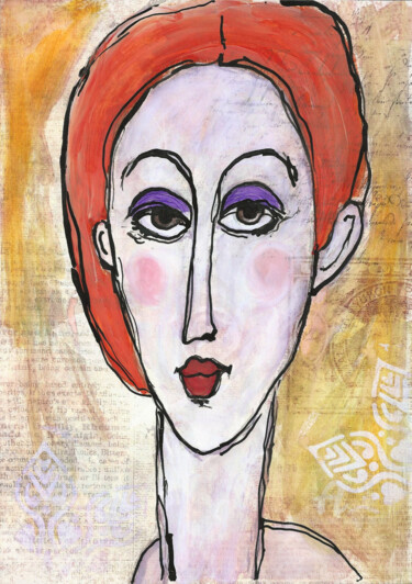 Painting titled "LINA woman femme mi…" by Mala, Original Artwork, Acrylic