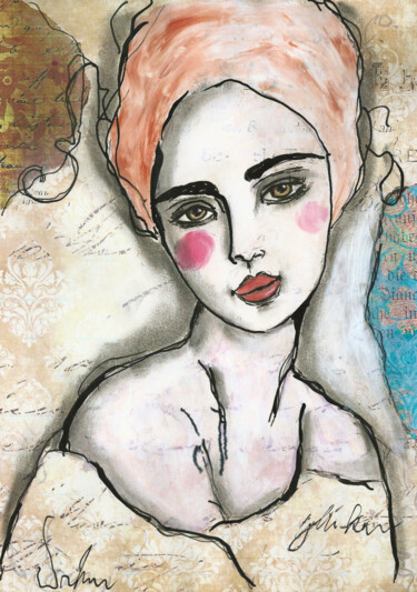 Malerei mit dem Titel "°°ADRIENNE°° WOMAN…" von Mala, Original-Kunstwerk, Acryl