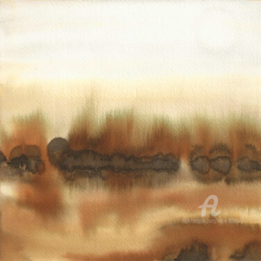 Pintura intitulada "LANDSCAPE ABSTRACT…" por Mala, Obras de arte originais, Aquarela