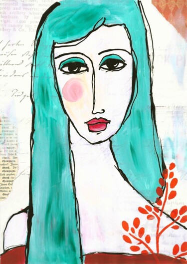Schilderij getiteld "°°EDITH°°  WOMAN FE…" door Mala, Origineel Kunstwerk, Acryl