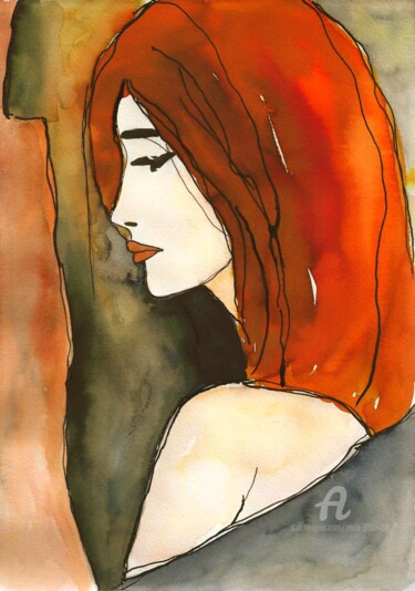 "°COLETTE° WOMAN INK…" başlıklı Tablo Mala tarafından, Orijinal sanat, Suluboya