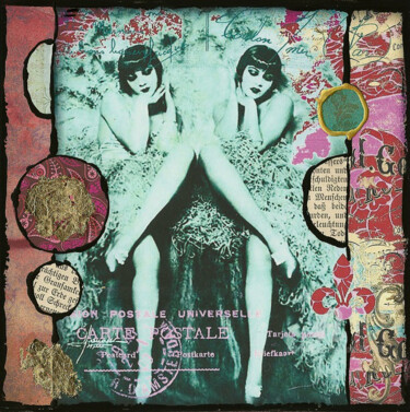 Collagen mit dem Titel "Sisters" von Mala, Original-Kunstwerk