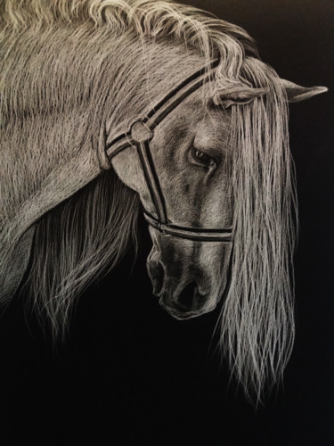 Dibujo titulada "Humble horse" por Malanij, Obra de arte original, Pastel