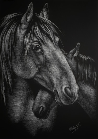 Рисунок под названием "Foal" - Malanij, Подлинное произведение искусства, Пастель