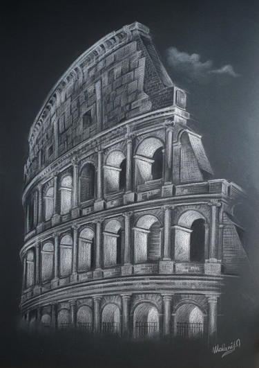 Drawing titled "Coliseum" by Malanij, Original Artwork, Pastel