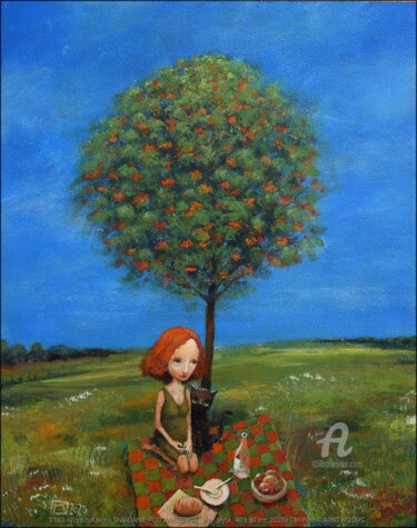 Painting titled "Petit déjeuner sous…" by Krzysztof Iwin, Original Artwork, Acrylic