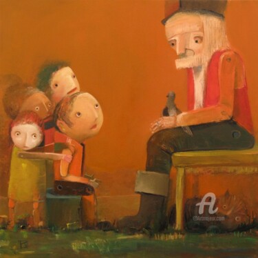 Malerei mit dem Titel "Grandpa, please hel…" von Krzysztof Iwin, Original-Kunstwerk