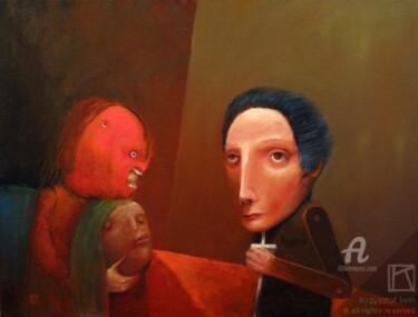 Peinture intitulée "The Exorcist" par Krzysztof Iwin, Œuvre d'art originale, Huile